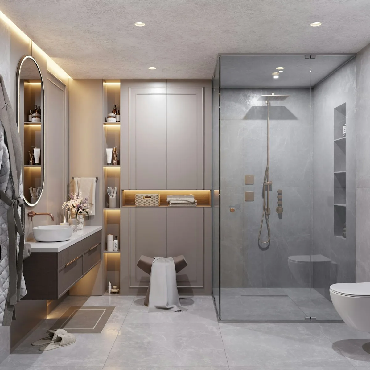 shower glass enclosure modern Glass shower enclosure in a modern bathroom
